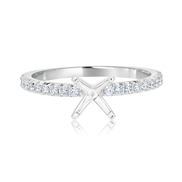 Four-Prong 0.25 Carat Diamond 14K White Gold Engagement Ring Mounting