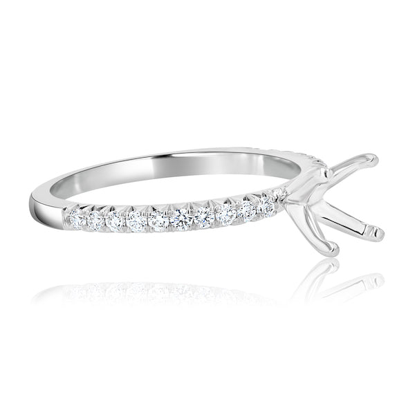 Four-Prong 0.25 Carat Diamond 14K White Gold Engagement Ring Mounting