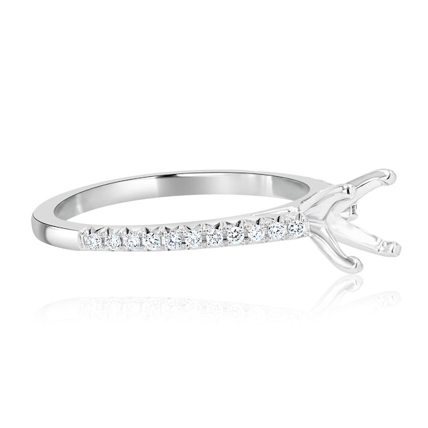 Prong-Set 0.13 Carat Diamond 14K White Gold Engagement Ring Semi-Mount