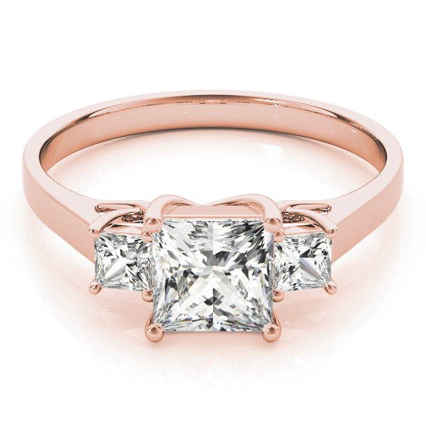 14K Rose Gold 1 CT Square Diamond Engagement Ring
