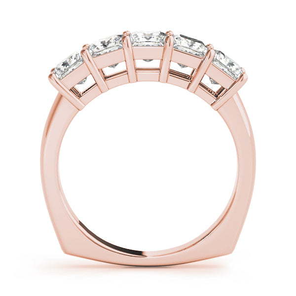 18K Rose Gold Square Diamond Wedding Ring