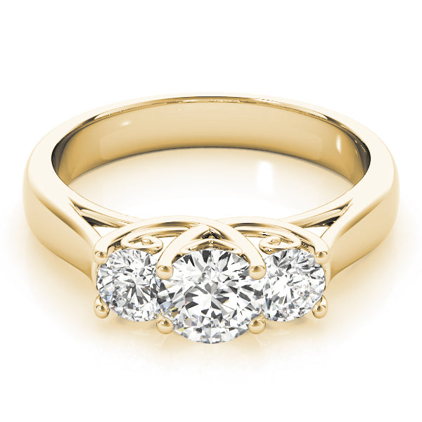 18K Yellow Gold 1 ct Diamond Three-Stone Engagement Ring