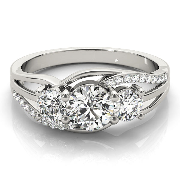 Round Diamond Three Stone Engagement Ring