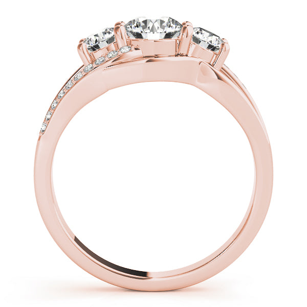14K Rose Gold Diamond Engagement Ring | 3-Stone Design