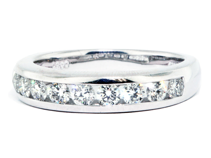 Platinum Channel Set Diamond Wedding Band with Round Diamonds