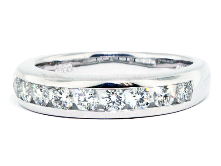 Platinum Channel Set Diamond Wedding Band with Round Diamonds