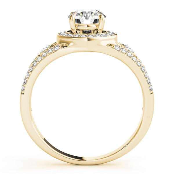 14K Yellow Gold Diamond Halo Engagement Ring 1 ctw