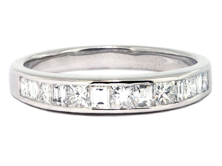 Platinum Alternating Channel Set Diamond Wedding Band