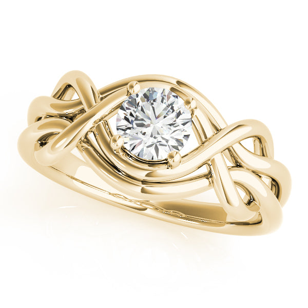 14K Yellow Gold Diamond Love Knot Fashion Ring
