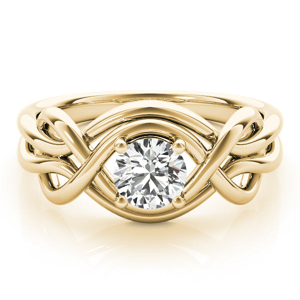 14K Yellow Gold Diamond Love Knot Fashion Ring