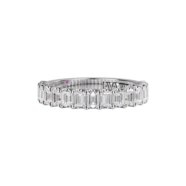 2.75 Carat Emerald-Cut Diamond Halfway Platinum Band