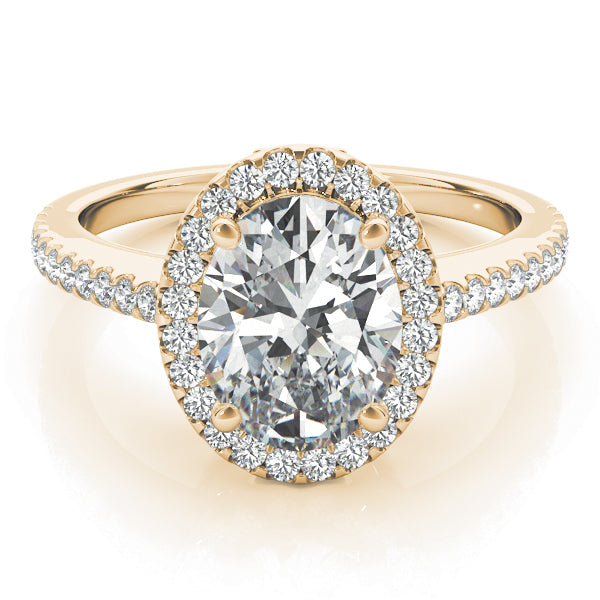 14K Yellow Gold Oval Diamond Engagement Ring with Halo