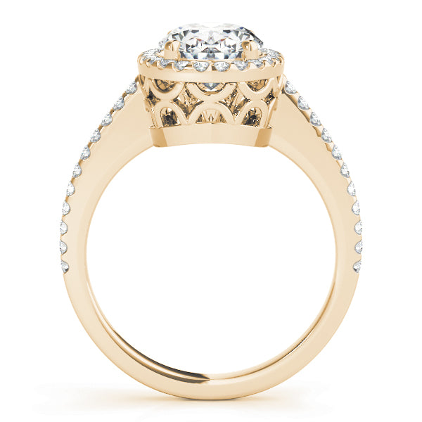 14K Yellow Gold Oval Diamond Engagement Ring with Halo