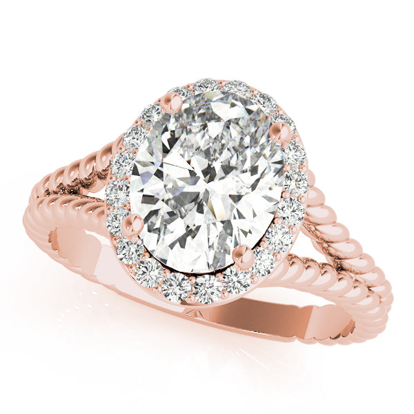 14K Rose Gold Oval Diamond Engagement Ring with Halo