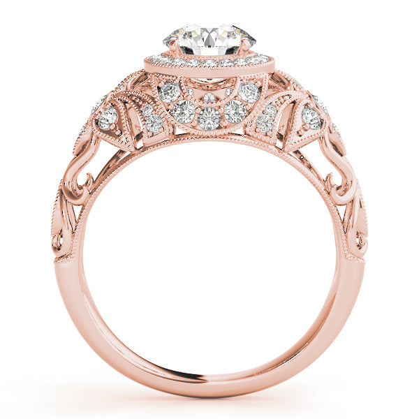 18K Rose Gold 1 ct Diamond Halo Engagement Ring