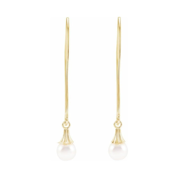 Dangle Wire Pearl Earrings