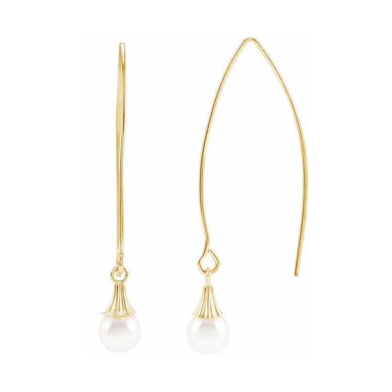 Dangle Wire Pearl Earrings