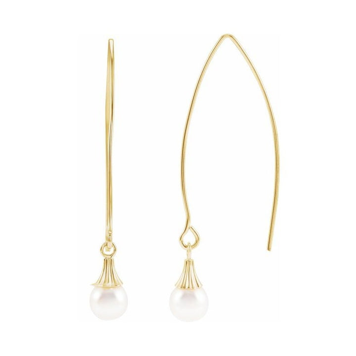 Dangle Wire Pearl Earrings