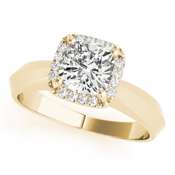 14K Yellow Gold 1 CT Cushion Diamond Halo Ring