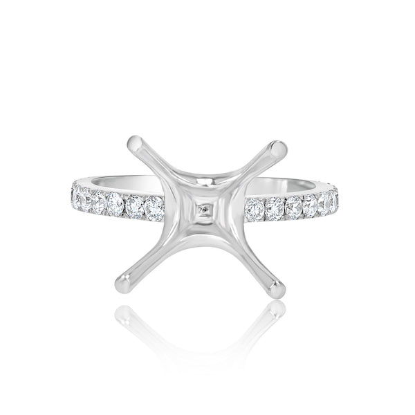 18K White Gold Split-Prong Diamond Engagement Ring Setting