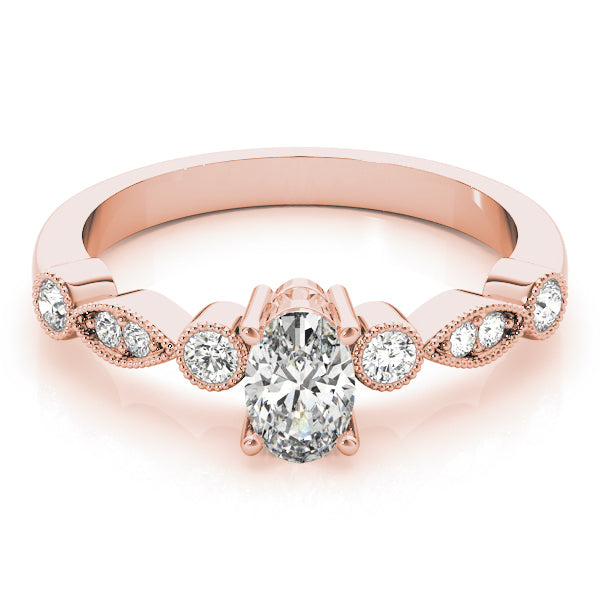 14K Rose Gold Oval Diamond Fashion Ring
