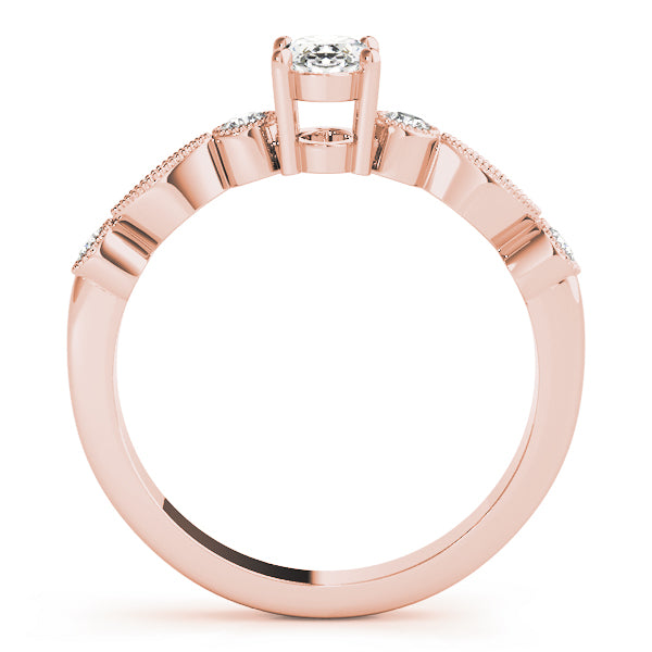14K Rose Gold Oval Diamond Fashion Ring
