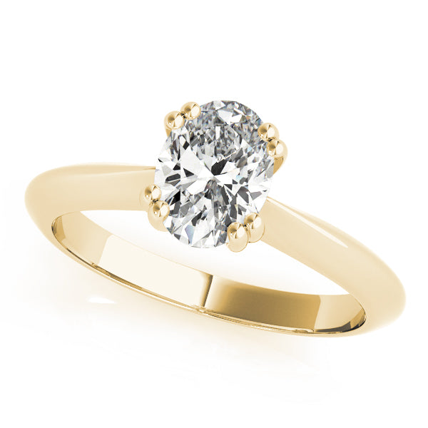 18K Yellow Gold Oval Diamond Solitaire Ring