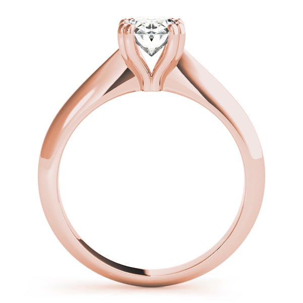 14K Rose Gold Oval Diamond Solitaire Ring