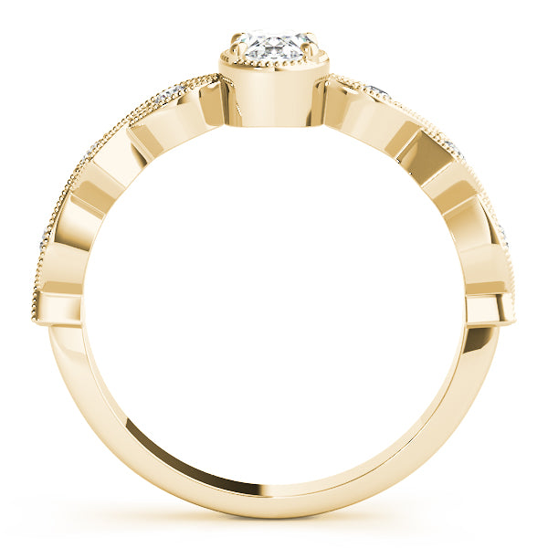 14K Yellow Gold Oval Diamond Engagement Ring