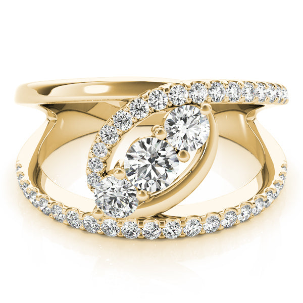 14K Yellow Gold Round Diamond Fashion Ring