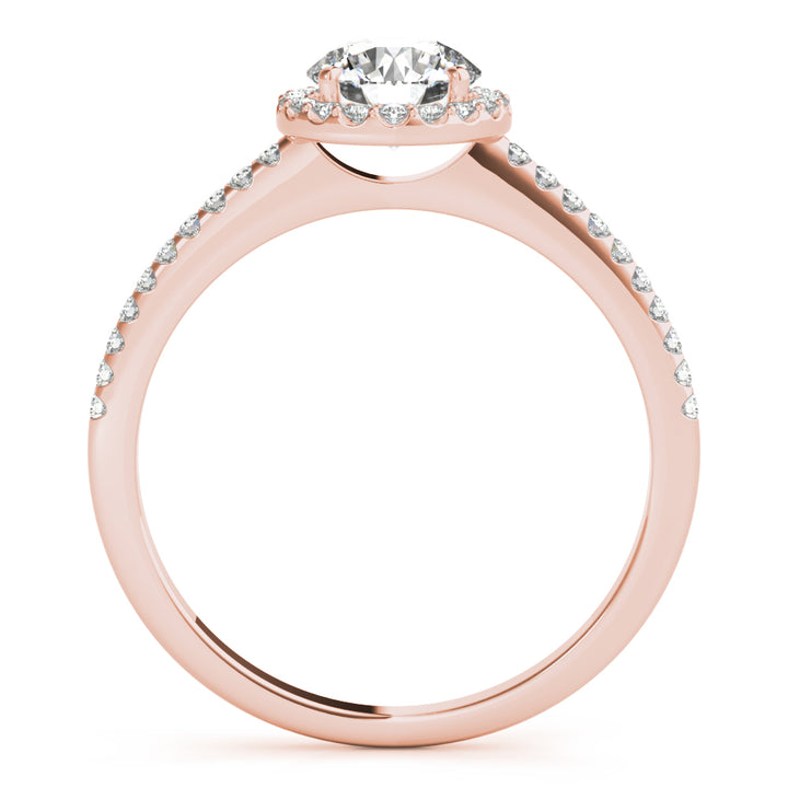 14K Rose Gold Diamond Halo Engagement Ring 0.5 ct