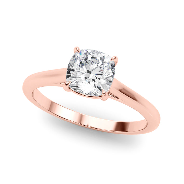 14K Rose Gold Cushion Diamond Solitaire Ring