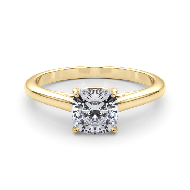 18K Yellow Gold Cushion Diamond Solitaire Ring