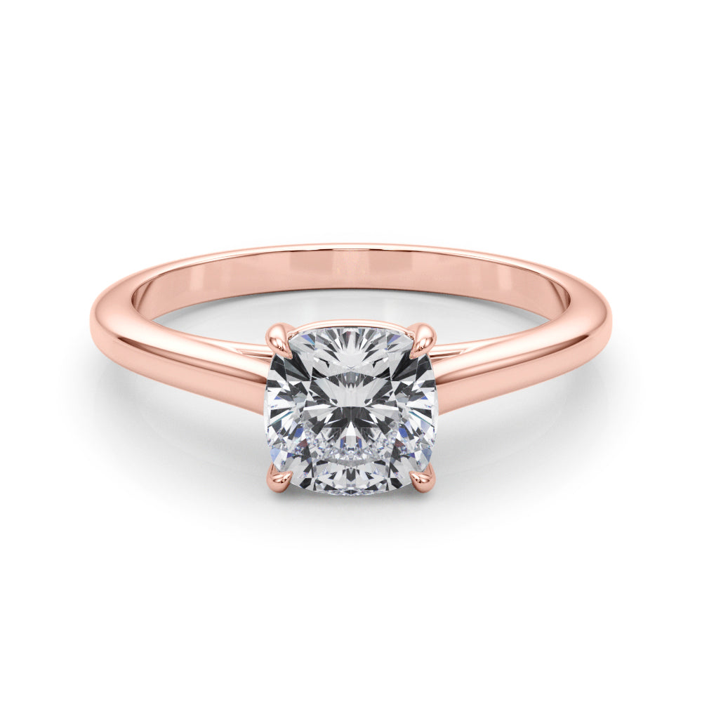14K Rose Gold Cushion Diamond Solitaire Ring
