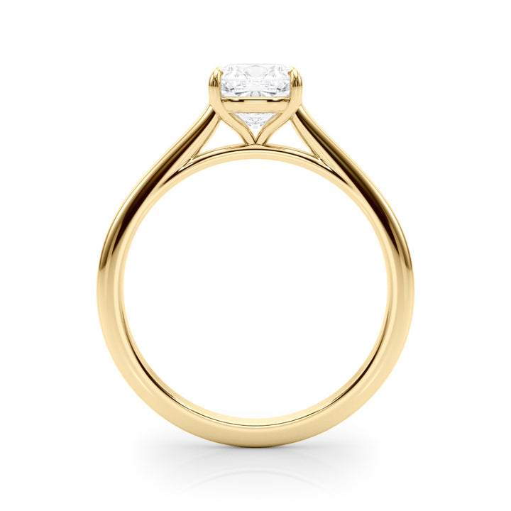 18K Yellow Gold Cushion Diamond Solitaire Ring