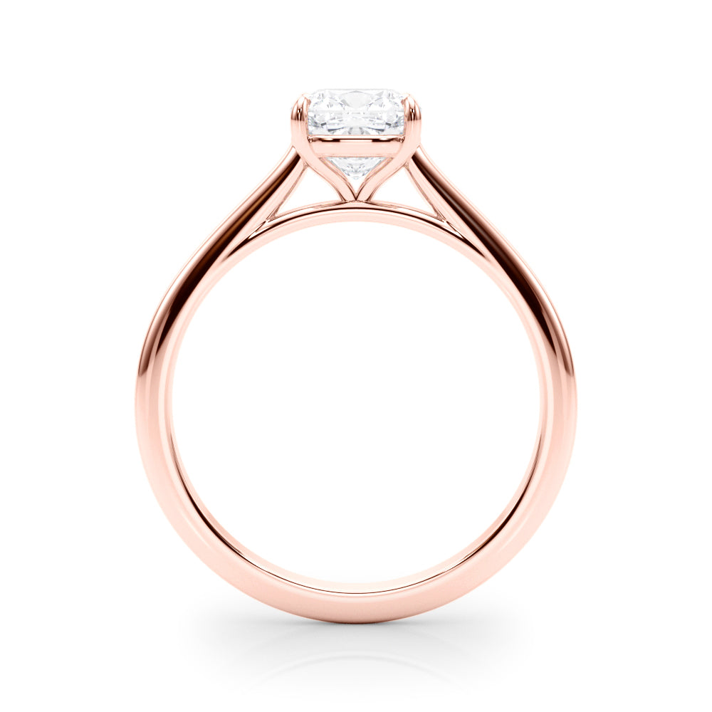 14K Rose Gold Cushion Diamond Solitaire Ring
