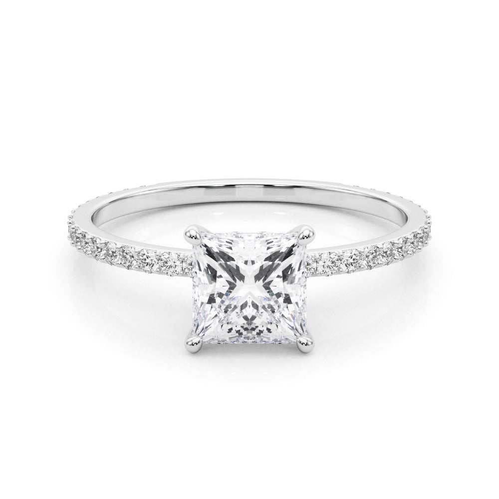 Diamond Halo Square Center Engagement Ring