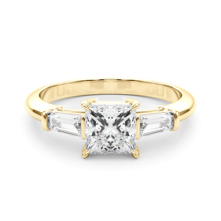 18K Yellow Gold 1ct Diamond Three-Stone Engagement Ring