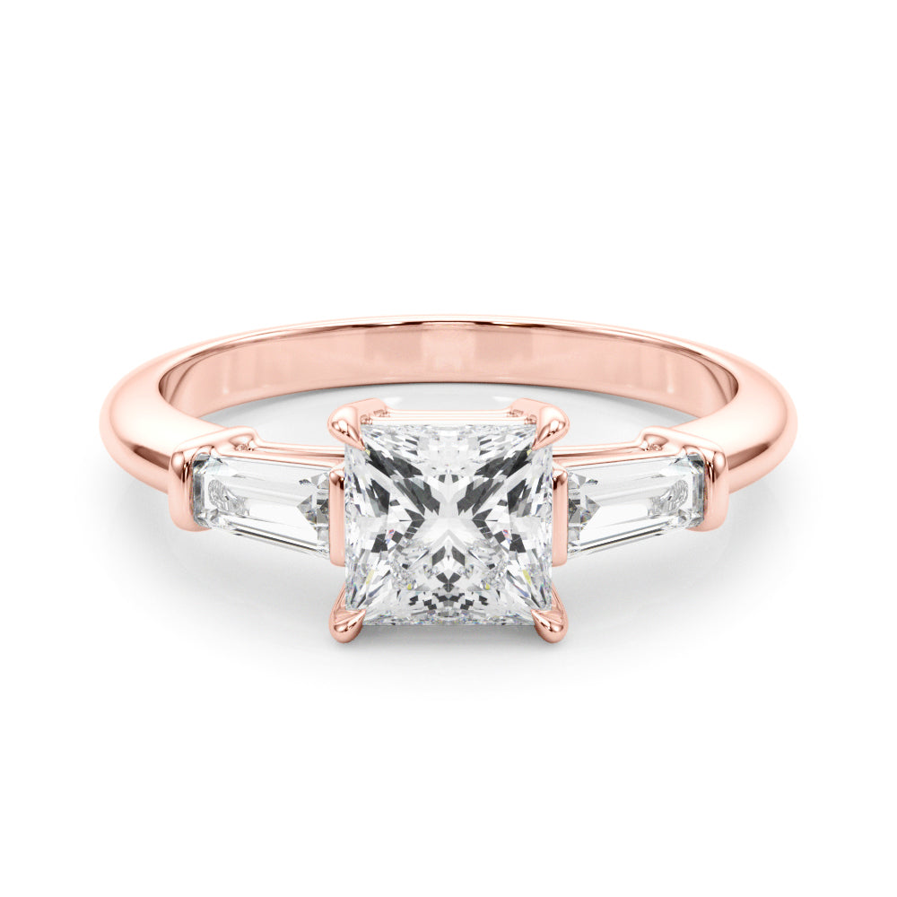 14K Rose Gold Diamond Three-Stone Engagement Ring