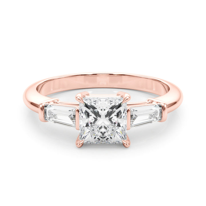 14K Rose Gold Diamond Three-Stone Engagement Ring