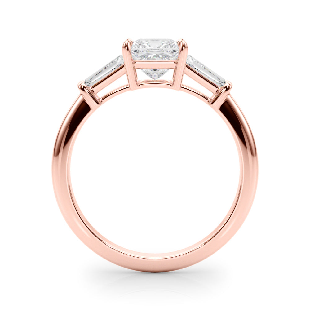 14K Rose Gold Diamond Three-Stone Engagement Ring