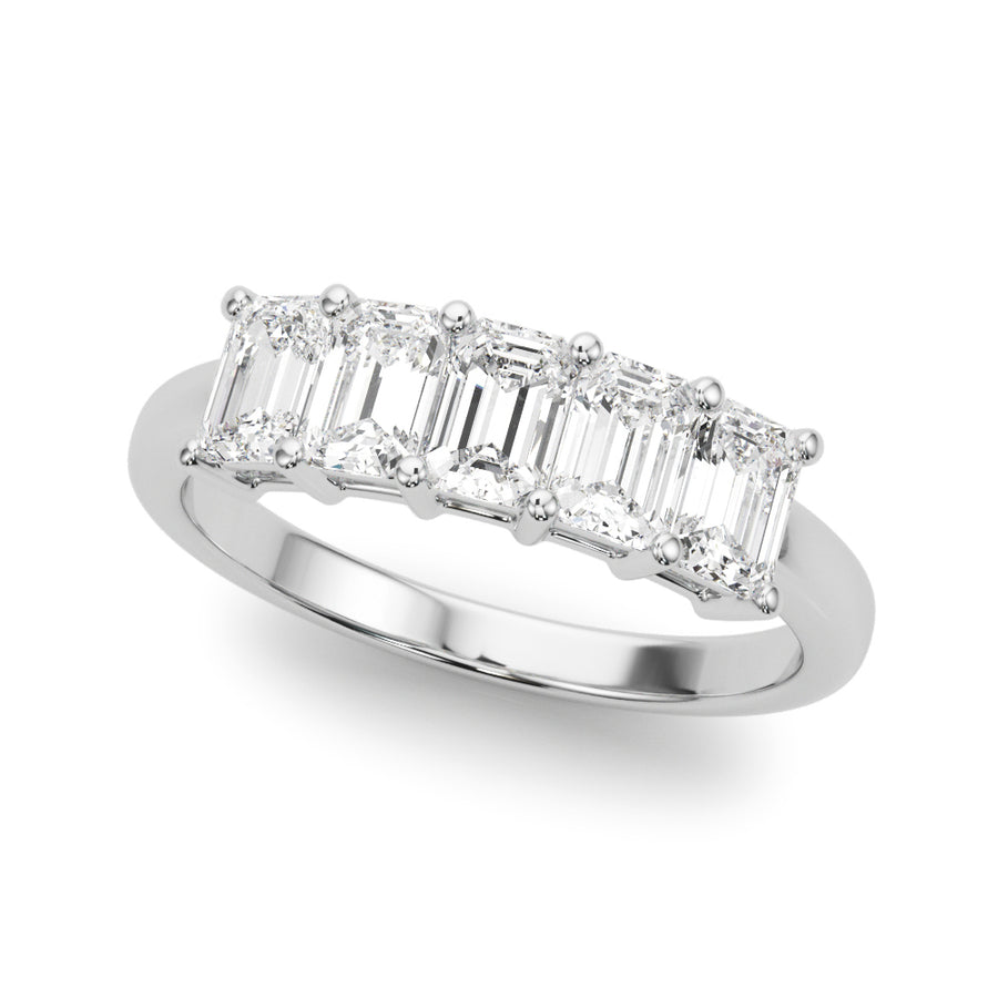 Multi-Diamond Emerald Cut Wedding Ring