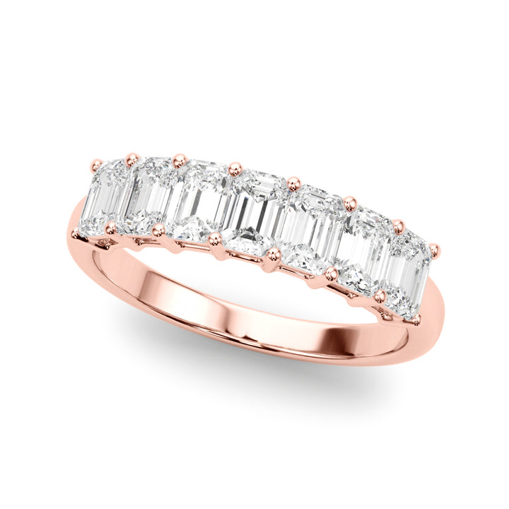 14K Rose Gold Emerald Diamond Wedding Ring