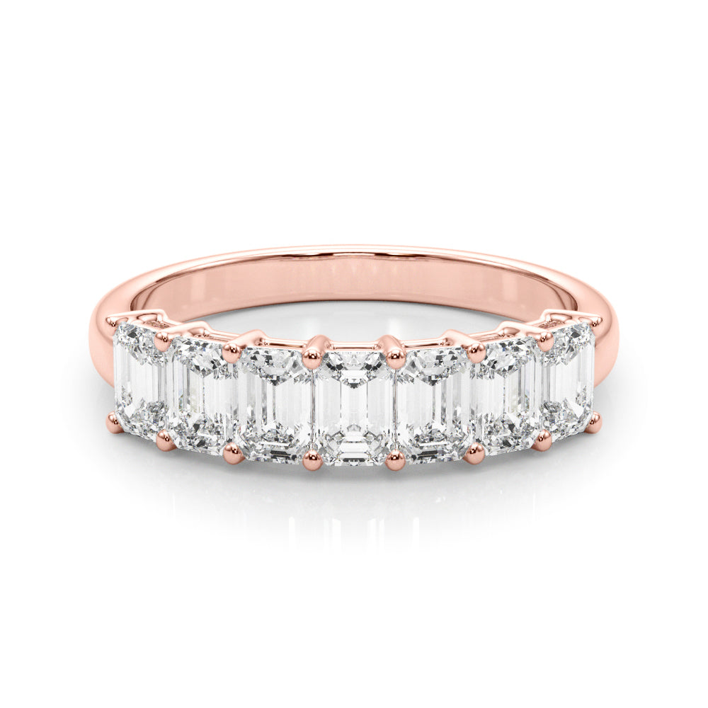 14K Rose Gold Emerald Diamond Wedding Ring