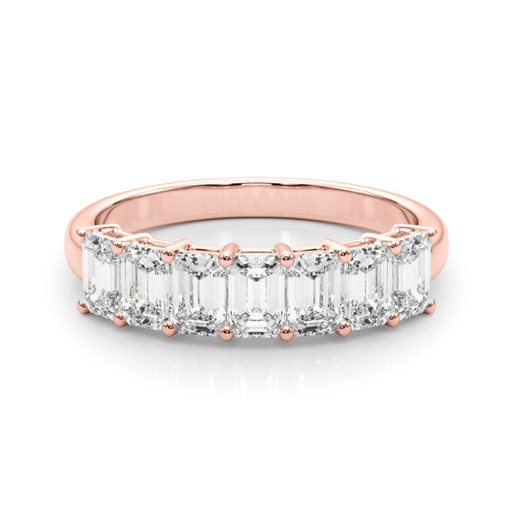 14K Rose Gold Emerald Diamond Wedding Ring