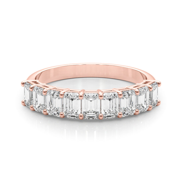 14K Rose Gold Emerald Diamond Wedding Ring