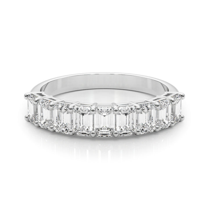 Multi-Diamond Emerald Cut Wedding Ring