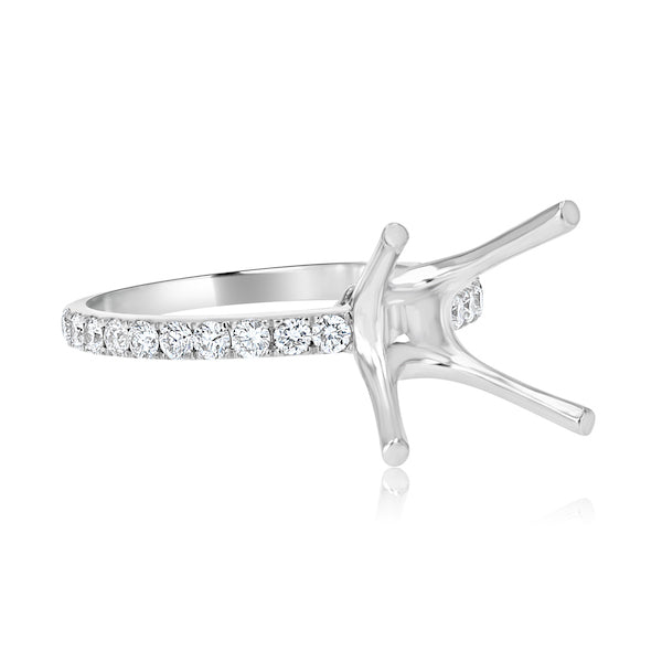 18K White Gold Split-Prong Diamond Engagement Ring Setting