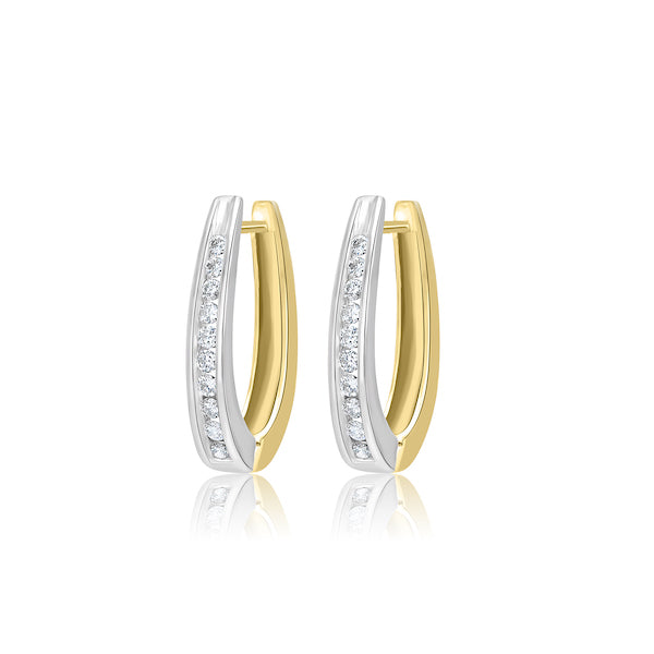 Two-Tone 0.40 Carat Diamond Hoop 14K Yellow & White Gold Earrings