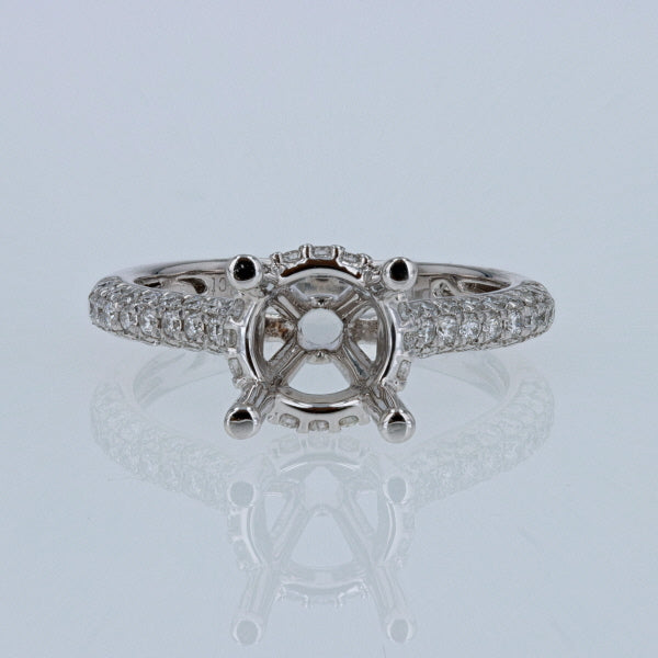 Pavé-Style 0.74 Carat Diamond Platinum Engagement Ring Setting